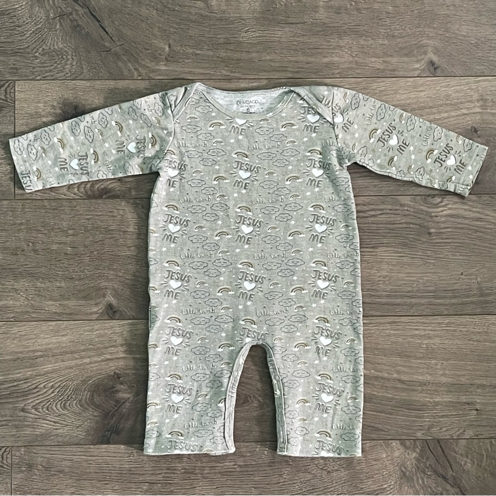 Demdaco Jesus Loves Me Little Lamb Unisex 6m Baby Coverall Romper